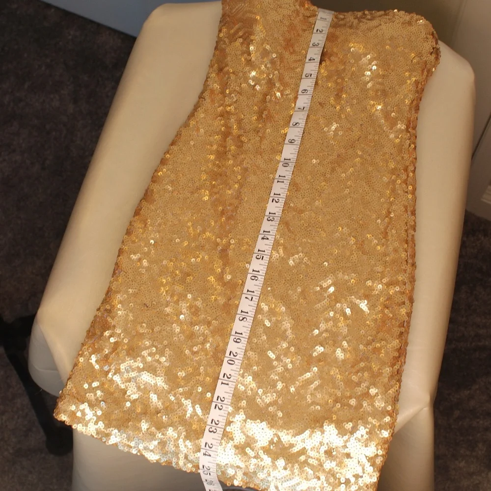 Forever 21 Gold Sequin Strapless Midi Dress